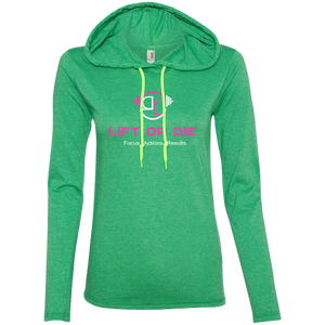 Lift or Die wht Ladies' LS T-Shirt Hoodie